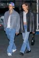 justin hailey bieber coordinate leather jackets for dinner 05